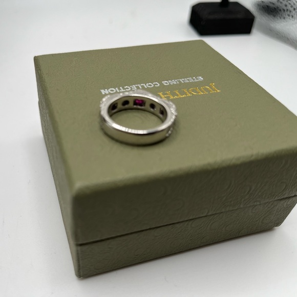 Judith Ripka Sterling Diamonique Ruby Ring Size 5 - Picture 5 of 11